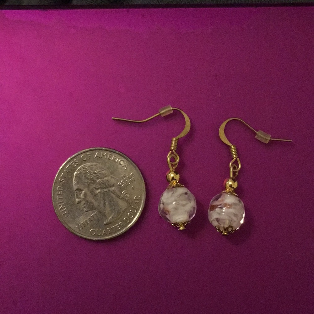 Clear and white earrings